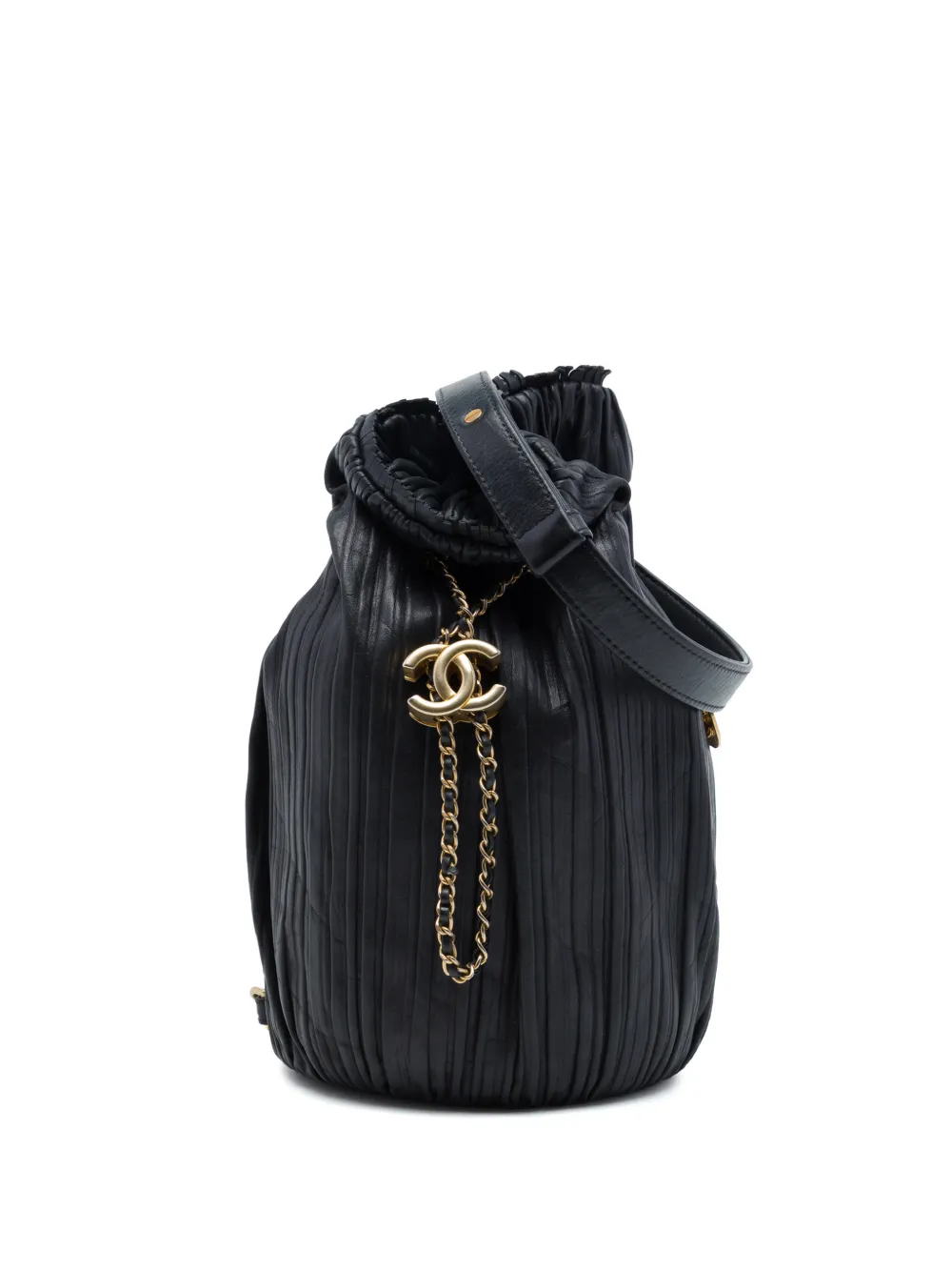 CHANEL Pre-Owned 2017-2018 Small Calfskin Coco Pleats Drawstring backpack - Black