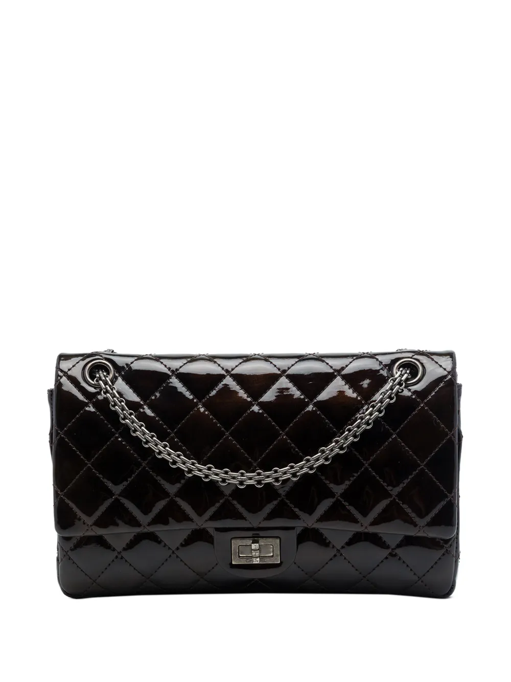 CHANEL Pre-Owned 2011 Quilted Patent Reissue 2.55 Double Flap 226 shoulder bag - Brown