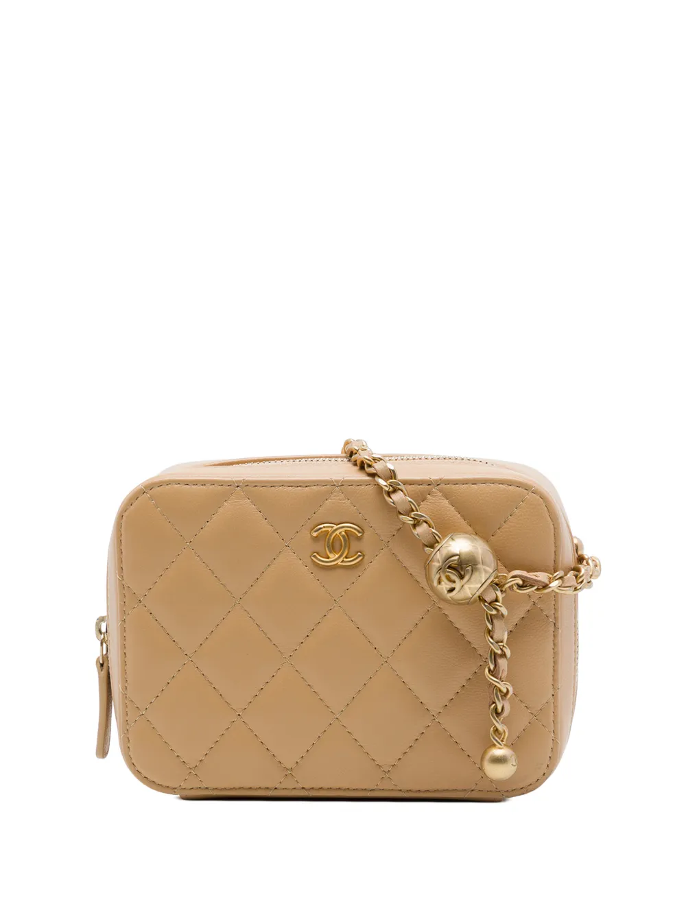 CHANEL Pre-Owned 2021 CC Quilted Lambskin Pearl Crush Camera Bag crossbody bag - Braun