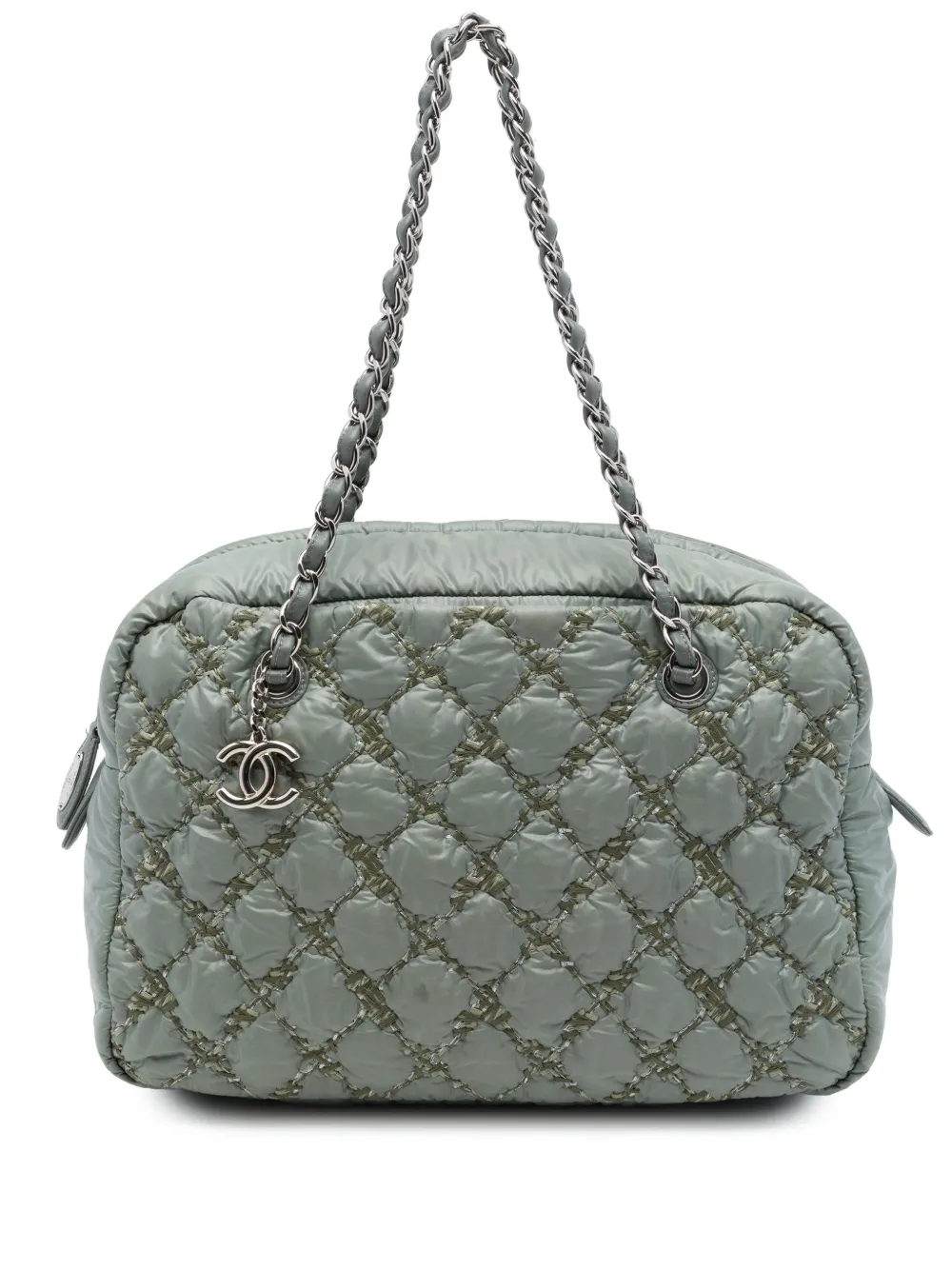 CHANEL Pre-Owned 2010-2011 Paris Byzance Nylon Tweed On Stitch Bowler Bag shoulder bag - Grey