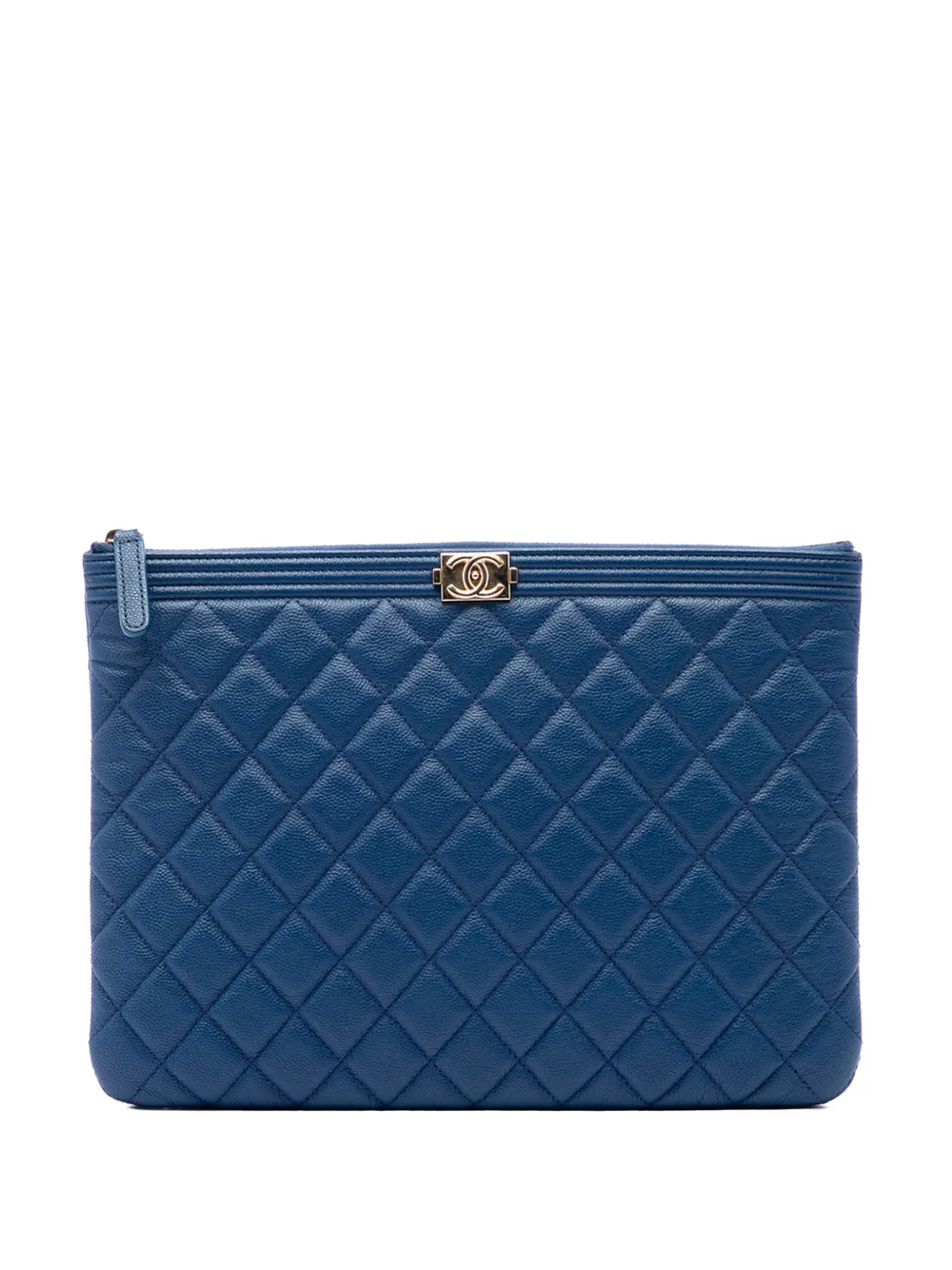 CHANEL Pre-Owned 2016-2017 Medium Quilted Caviar Boy O Case clutch bag - Blau