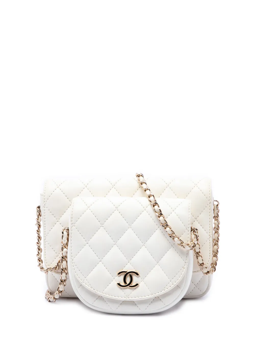 CHANEL Pre-Owned 2019 Quilted Lambskin Side Packs Flap crossbody bag - Weiß