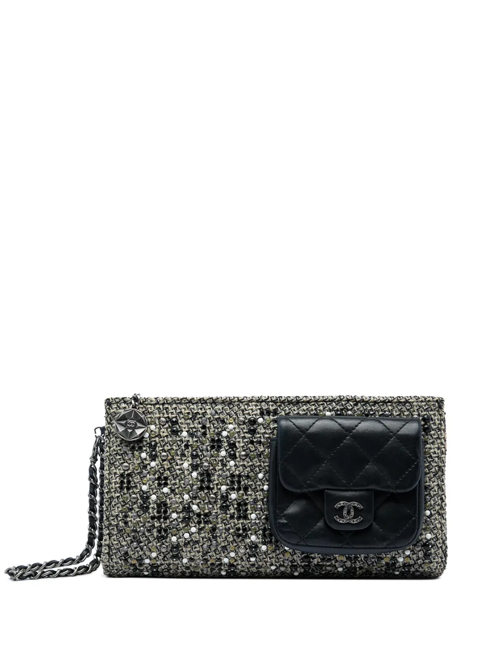 CHANEL Pre-Owned 2012-2013 Monochrome Tweed Embellished Mineral Nights Pochette Wristlet clutch bag - Black