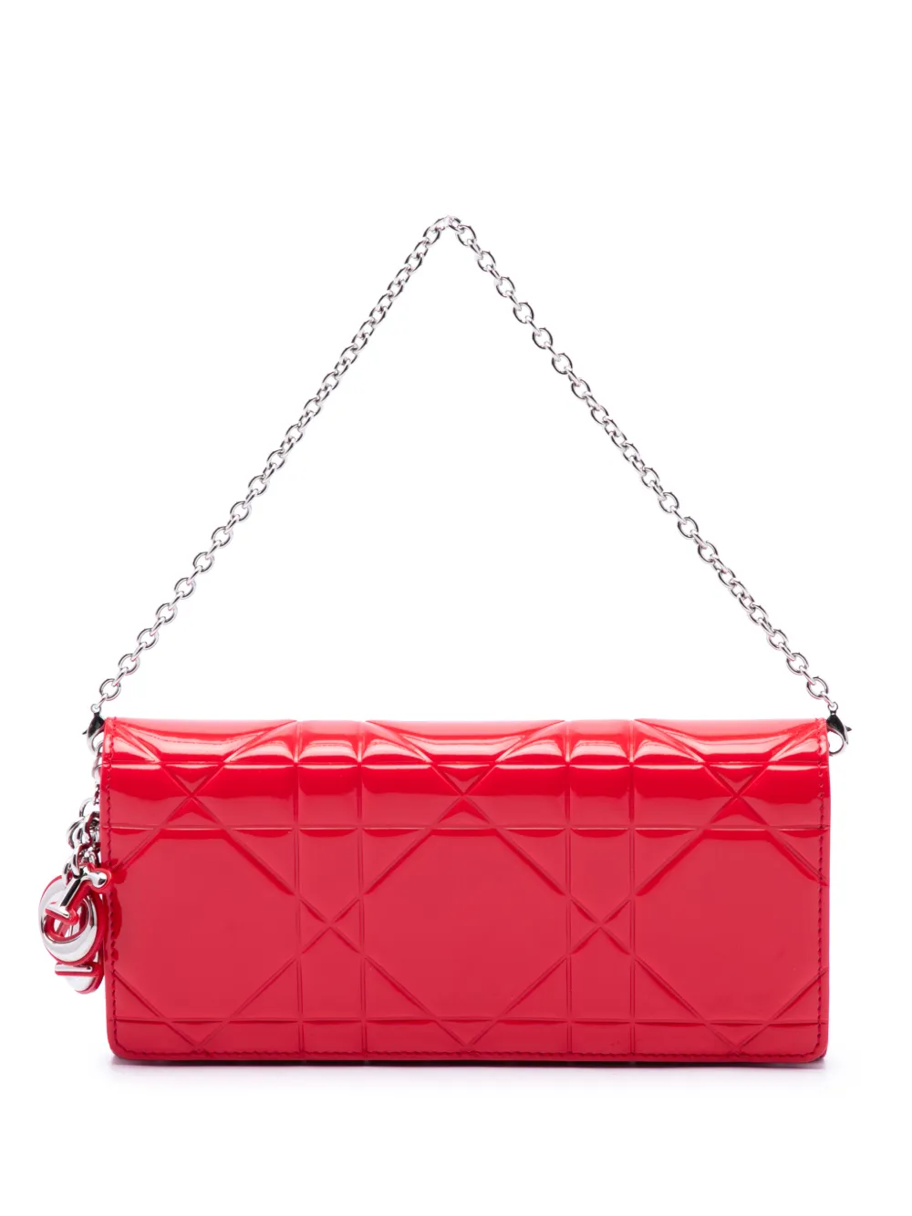 Christian Dior Pre-Owned 2013 Patent Cannage Embossed Lady Dior Rendez Vous Short Chain Wallet handbag - Rot