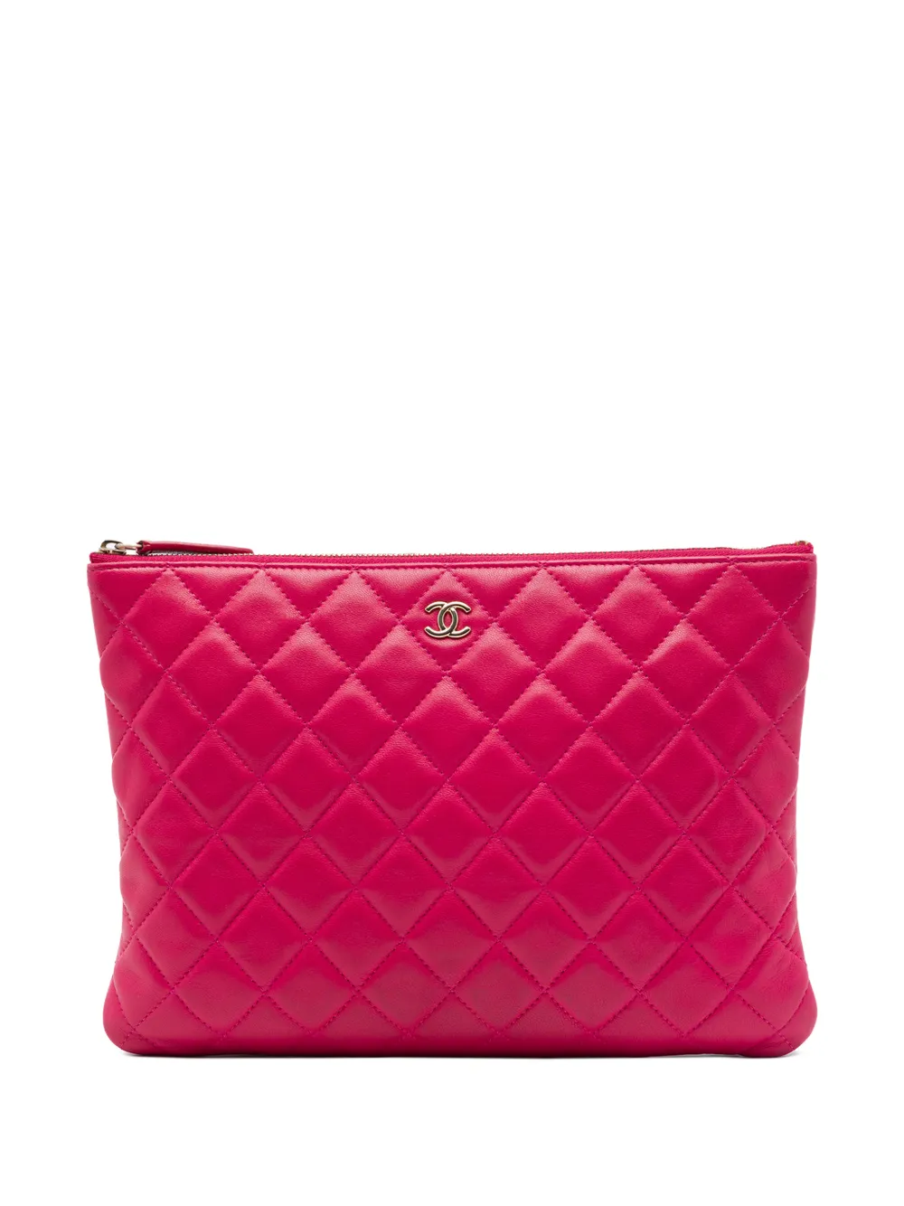 CHANEL Pre-Owned 2016-2017 Medium Quilted Lambskin O Case clutch bag - Pink
