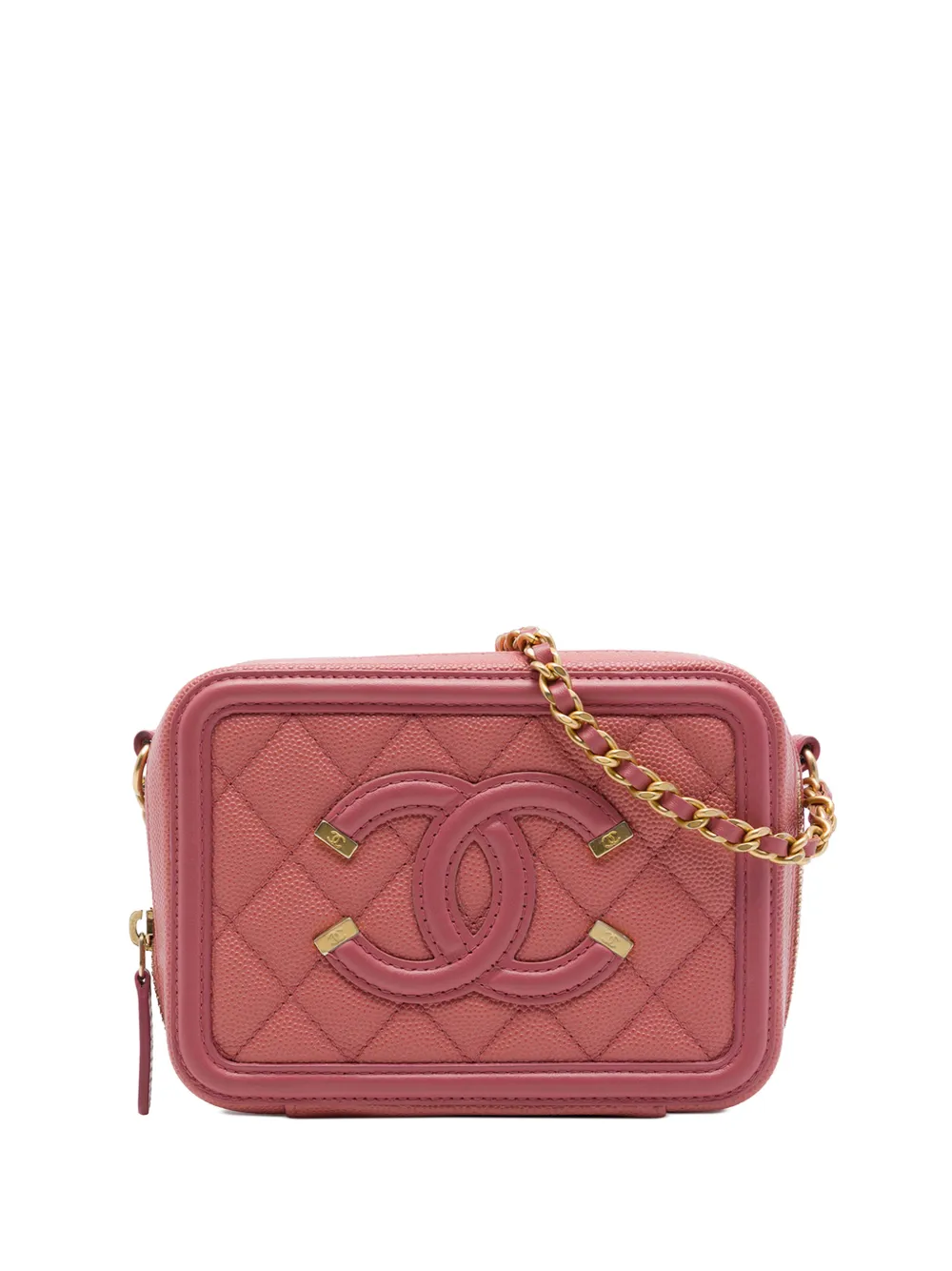 CHANEL Pre-Owned 2019 Caviar CC Filigree Vanity Clutch with Chain crossbody bag - Pink