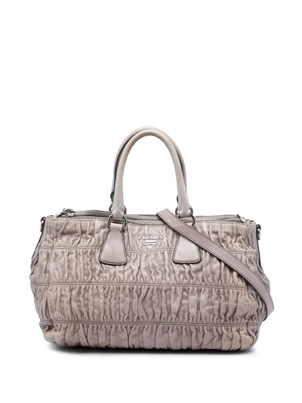 Prada Pre-Owned 2010-2026 Nappa Gaufre Double Zip satchel - Toni neutri