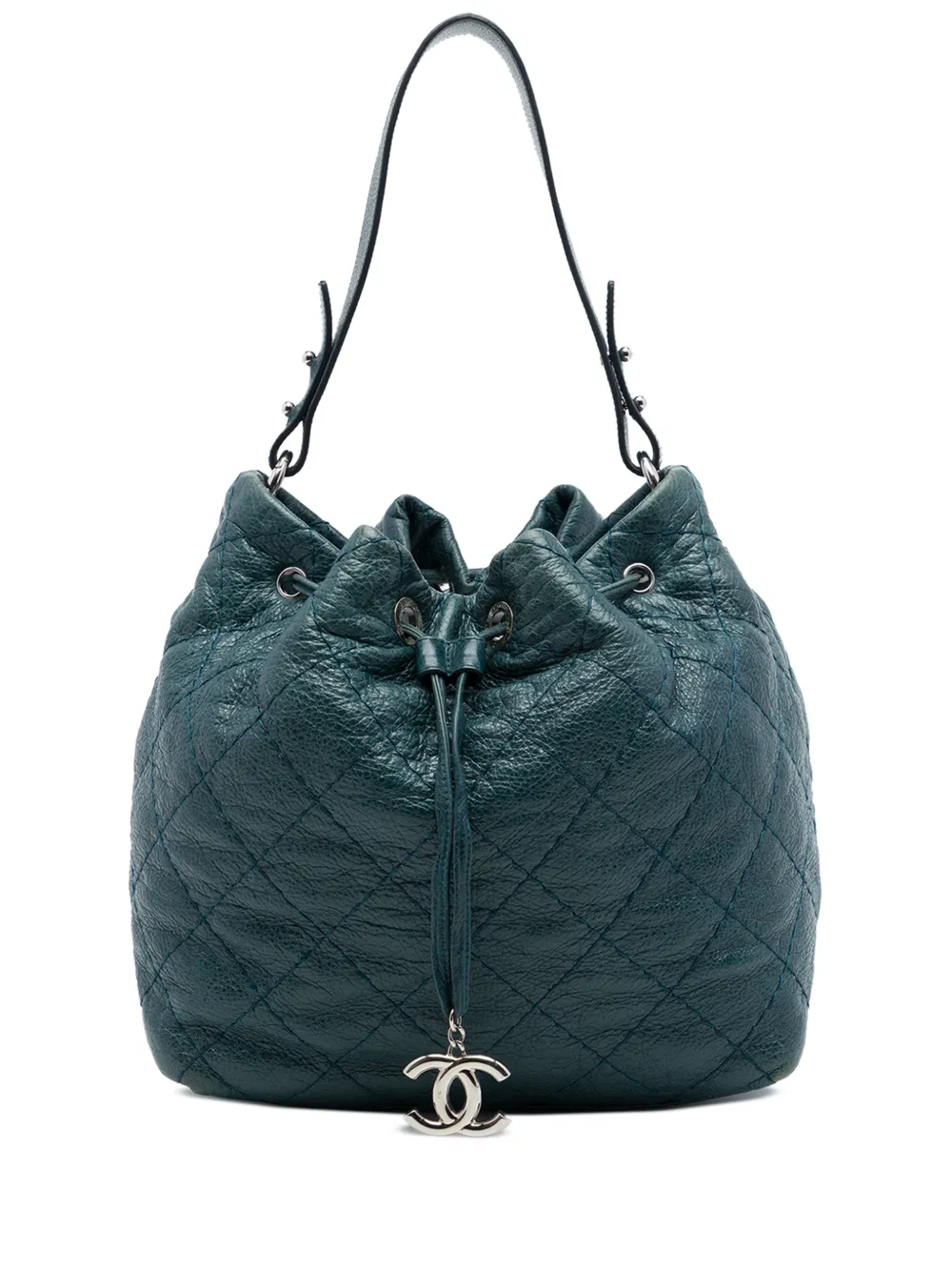 CHANEL Pre-Owned 2010-2011 Quilted Glazed Calfskin On The Road bucket bag - Blue