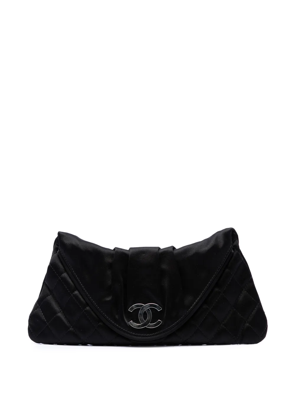 CHANEL Pre-Owned 2006-2008 Small CC Quilted Satin Half Moon clutch bag - Black