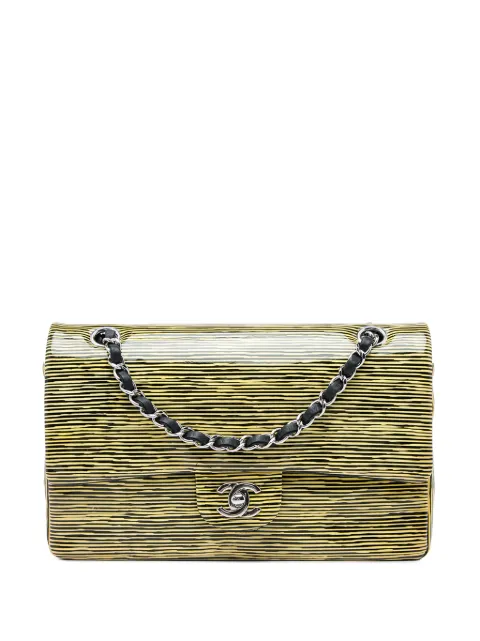 CHANEL Pre-Owned 2014 Medium Classic Patent Striped Double Flap shoulder bag