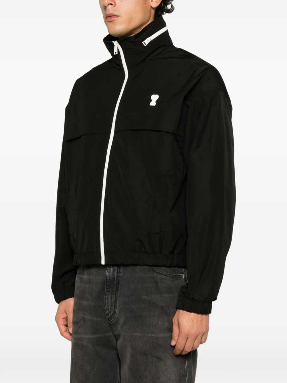 AMI Paris Ami de Coeur logo-patch jacket Zwart