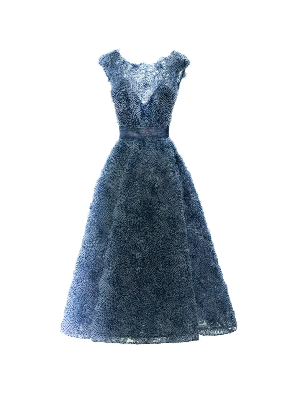 Gemy Maalouf Jurk met ginghamruit en bloemapplicatie Blauw