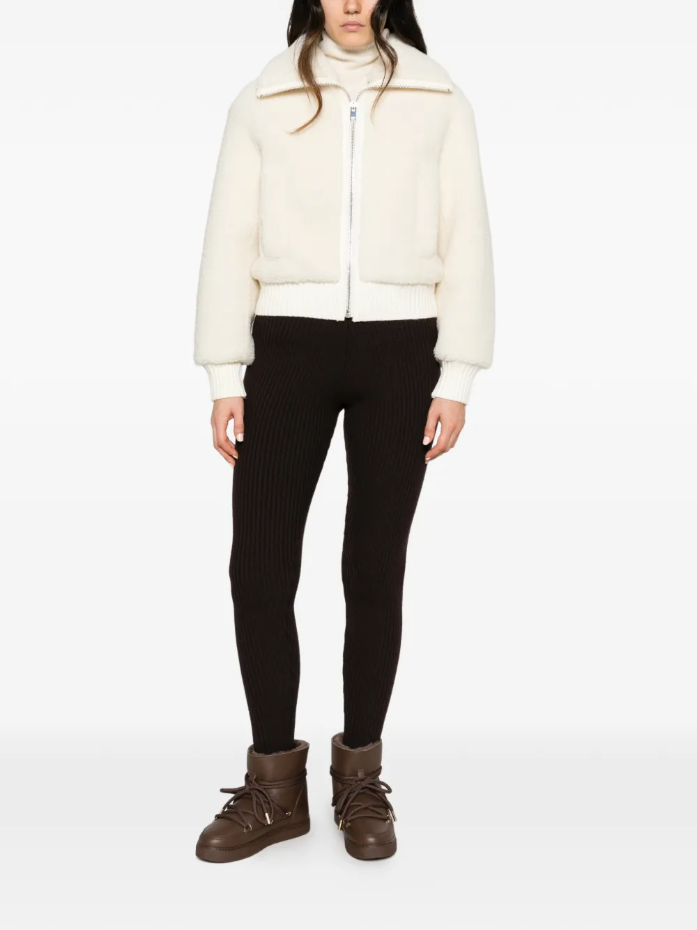 Fusalp Mesly shearling-texture zip-up jacket Beige