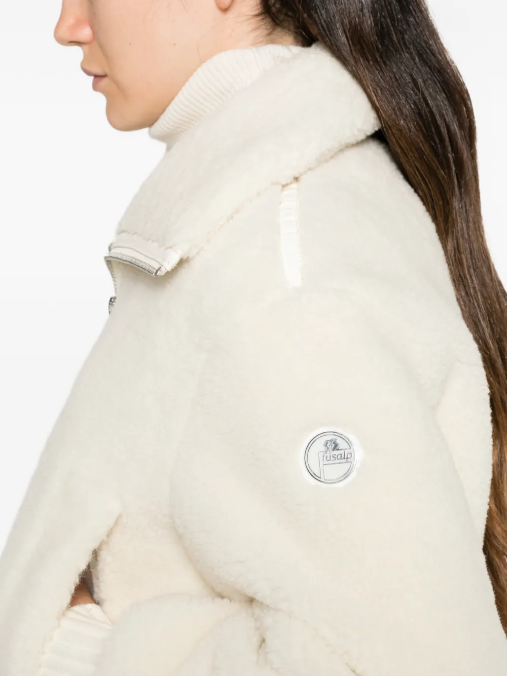 Fusalp Mesly shearling-texture zip-up jacket Beige