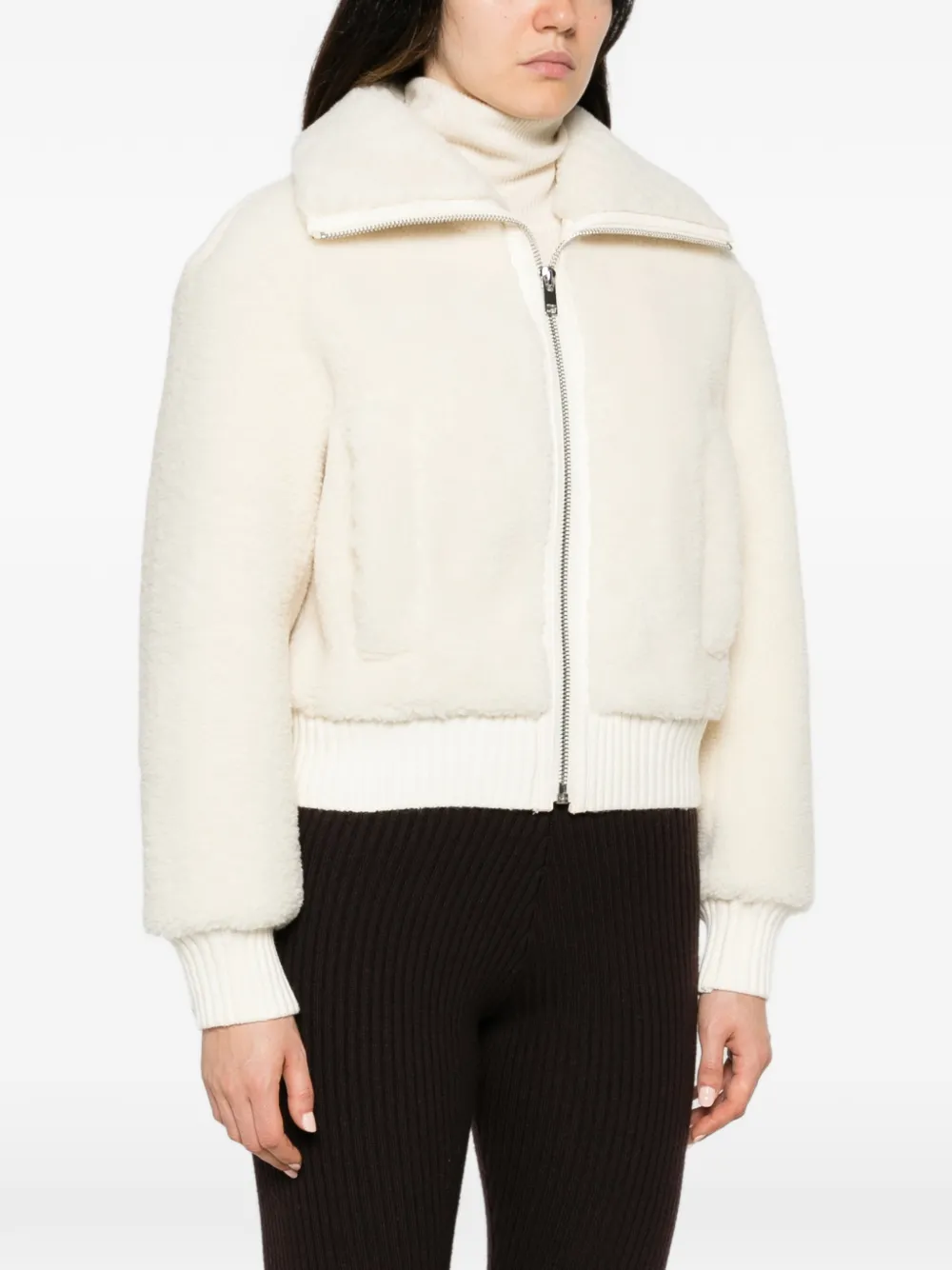 Fusalp Mesly shearling-texture zip-up jacket Beige