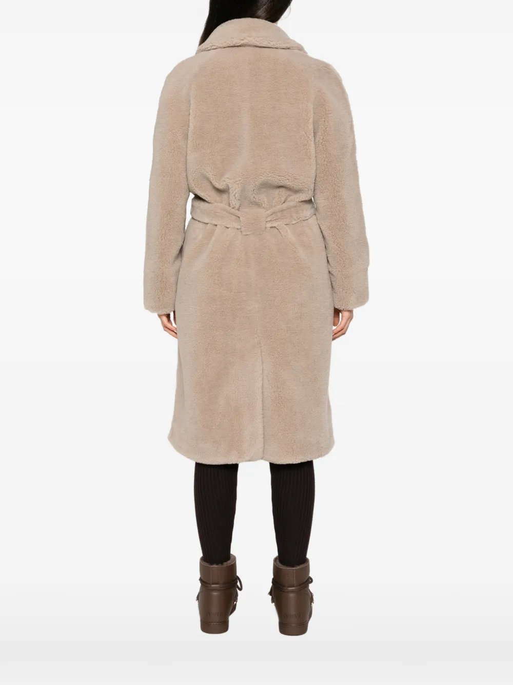 Fusalp belted faux-shearling coat Beige