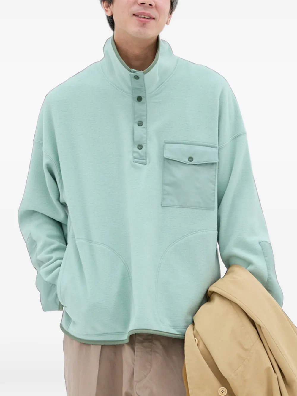 visvim button-fastening pocket-detail sweater Groen