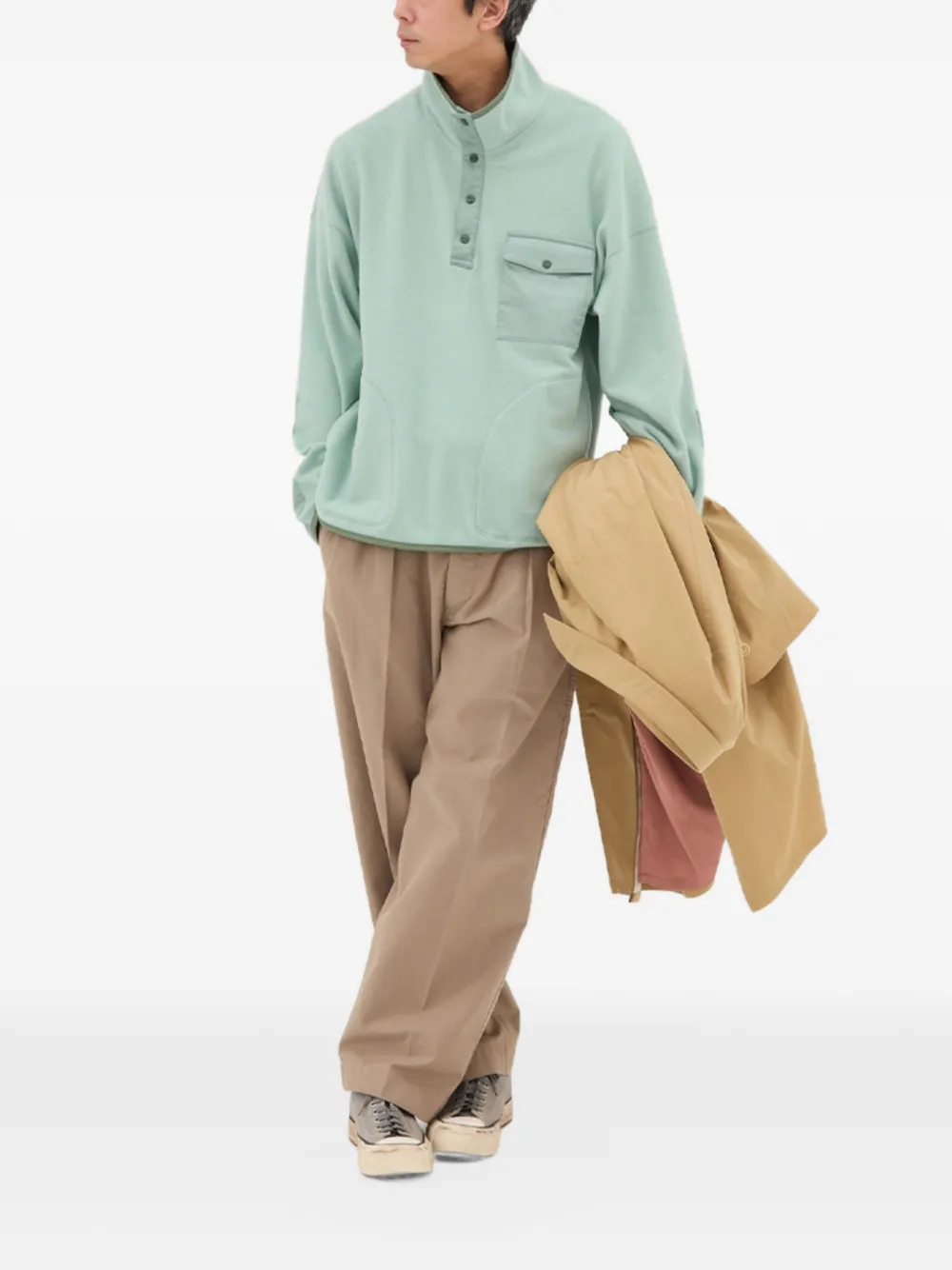 visvim button-fastening pocket-detail sweater Groen