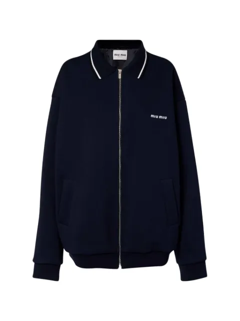 Miu Miu logo-embroidered zip-up sweatshirt