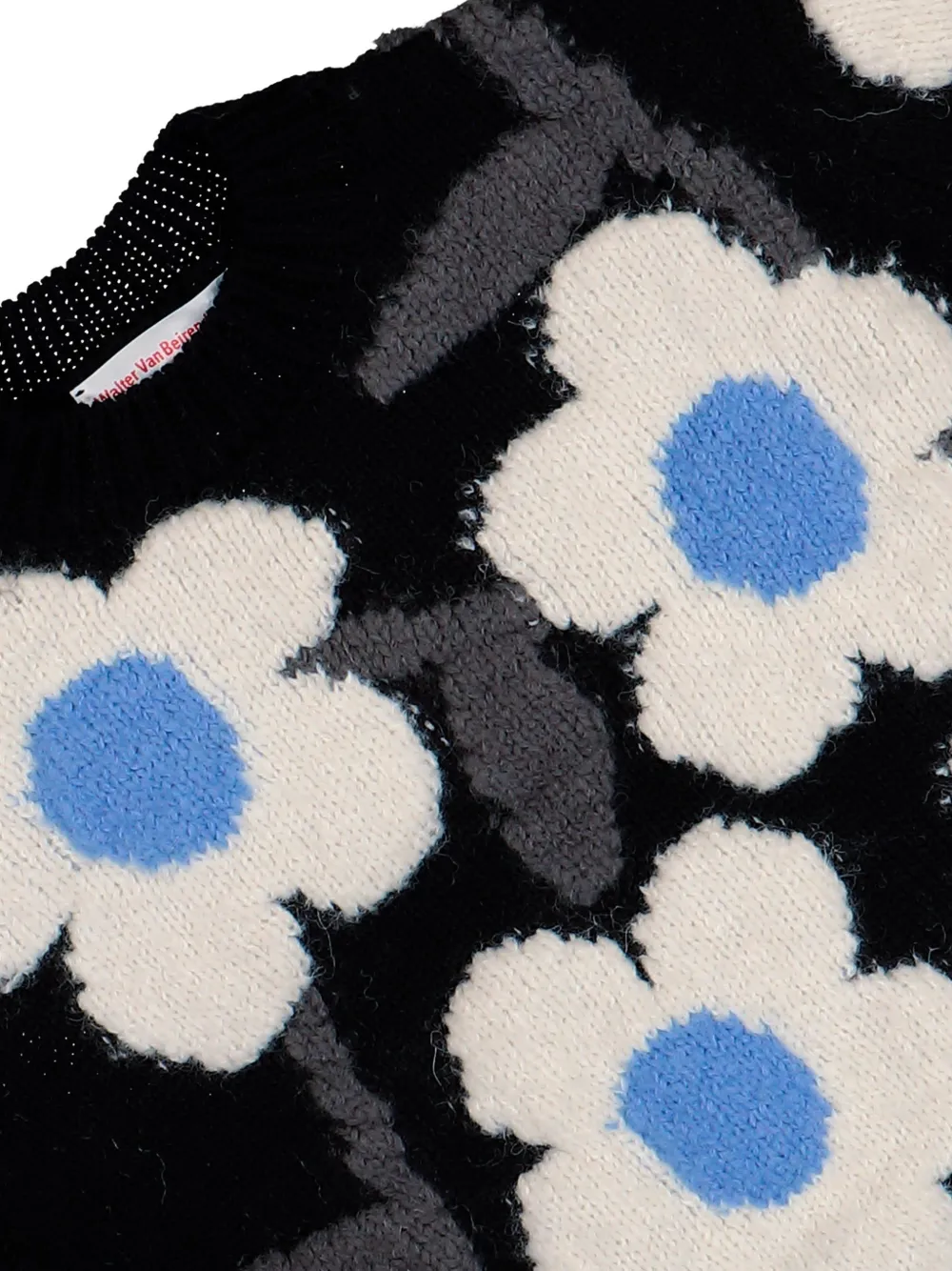 Walter Van Beirendonck Flower Power patterned-intarsia sweater Zwart