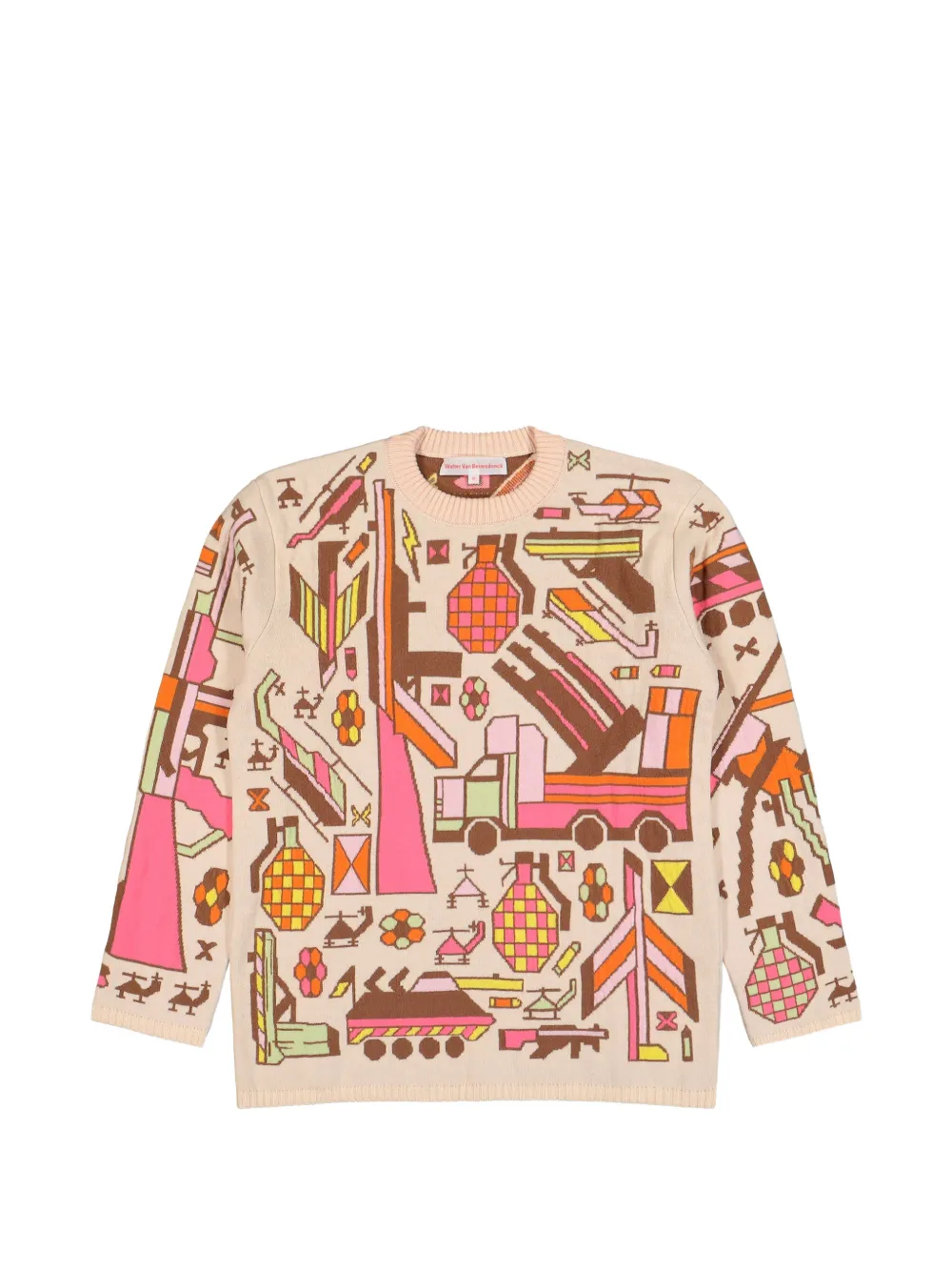 Walter Van Beirendonck Stop War graphic-print sweater Beige