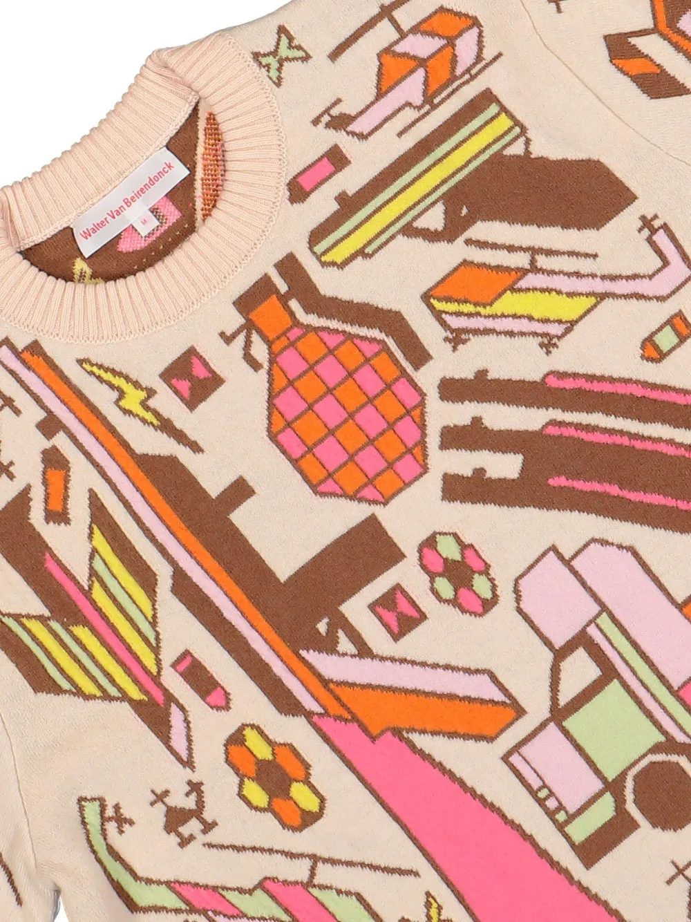 Walter Van Beirendonck Stop War graphic-print sweater Beige