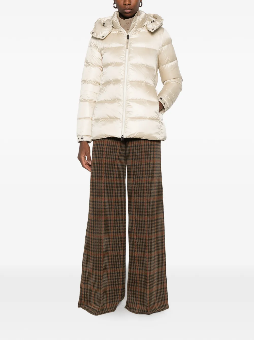 Woolrich Liquid hooded quilted parka jacket Beige