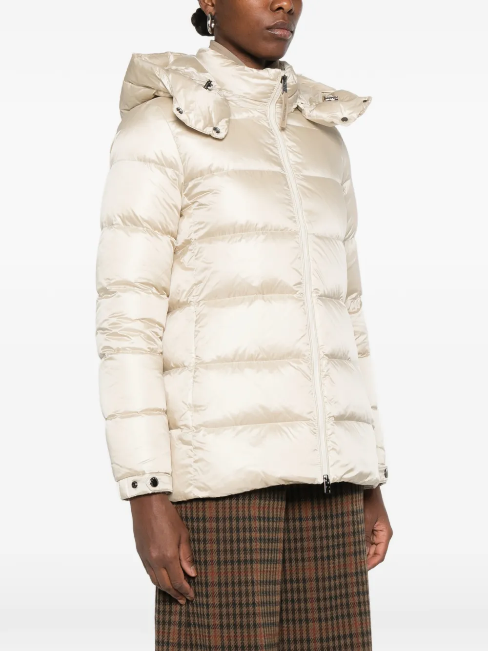 Woolrich Liquid hooded quilted parka jacket Beige