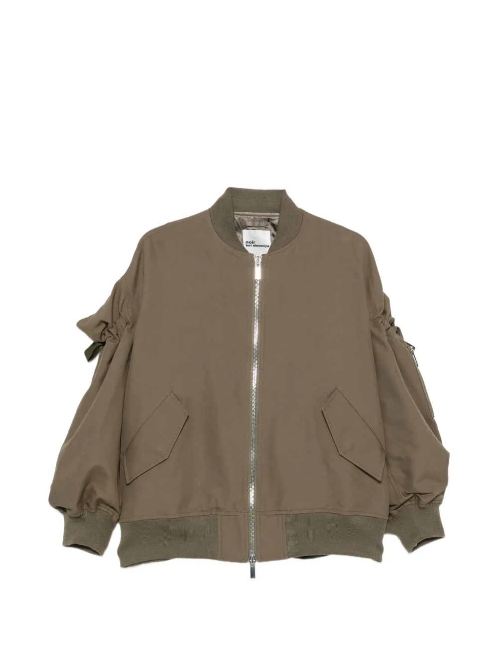 Noir Kei Ninomiya bow-embellished ruched bomber jacket - Grün