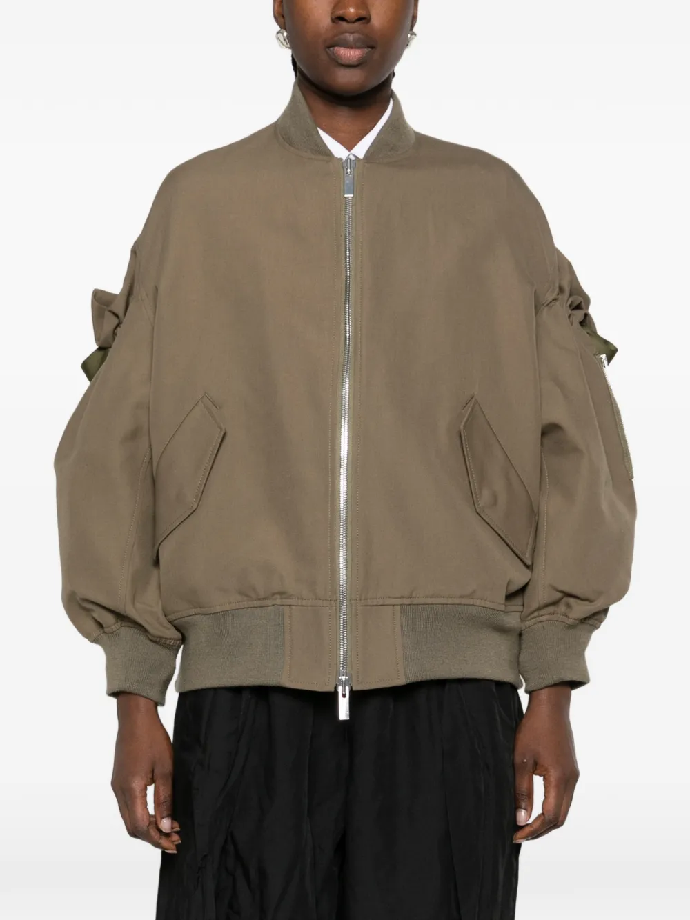 Noir Kei Ninomiya x Comme des Garçons bomberjack met ruches en strikversiering Groen