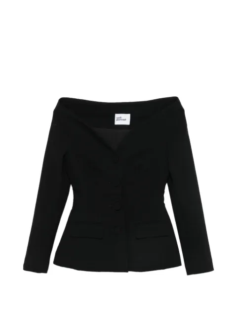 Self-Portrait off-shoulder button-up jacket