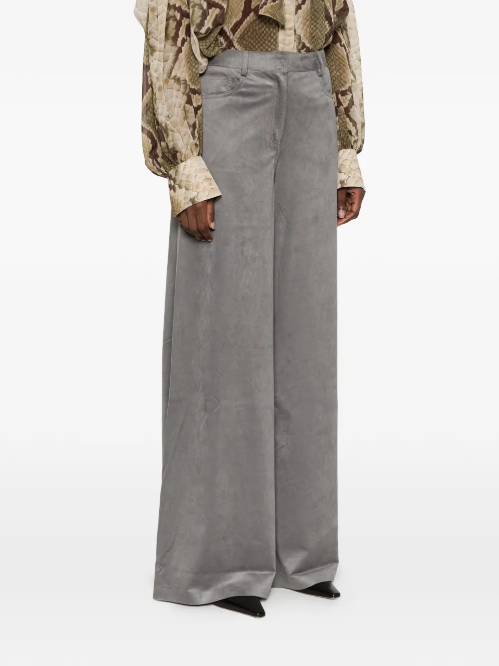 Norma Kamali belt-loop pocket palazzo pants Grijs