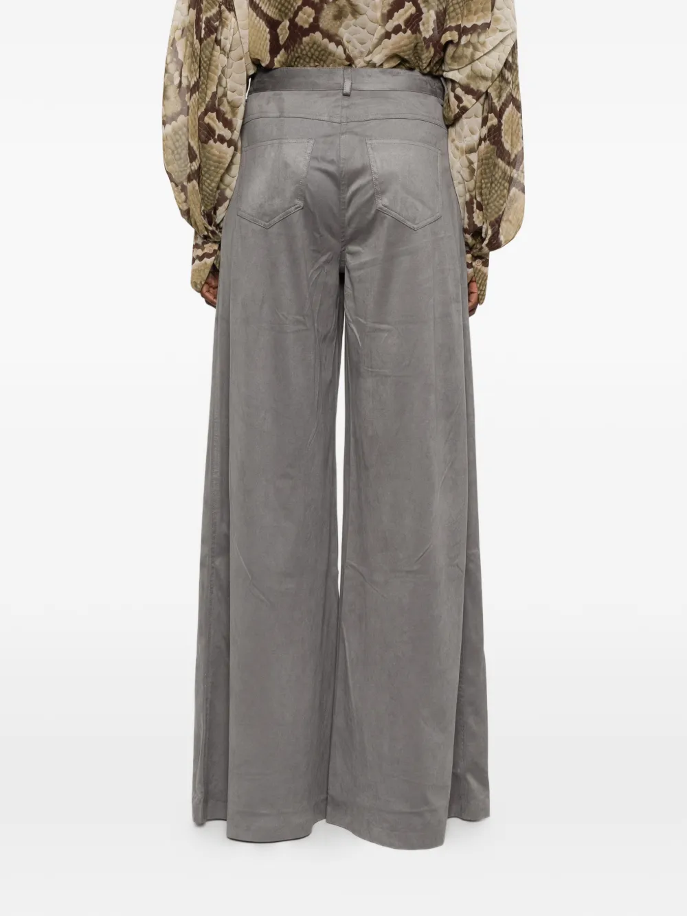 Norma Kamali belt-loop pocket palazzo pants Grijs
