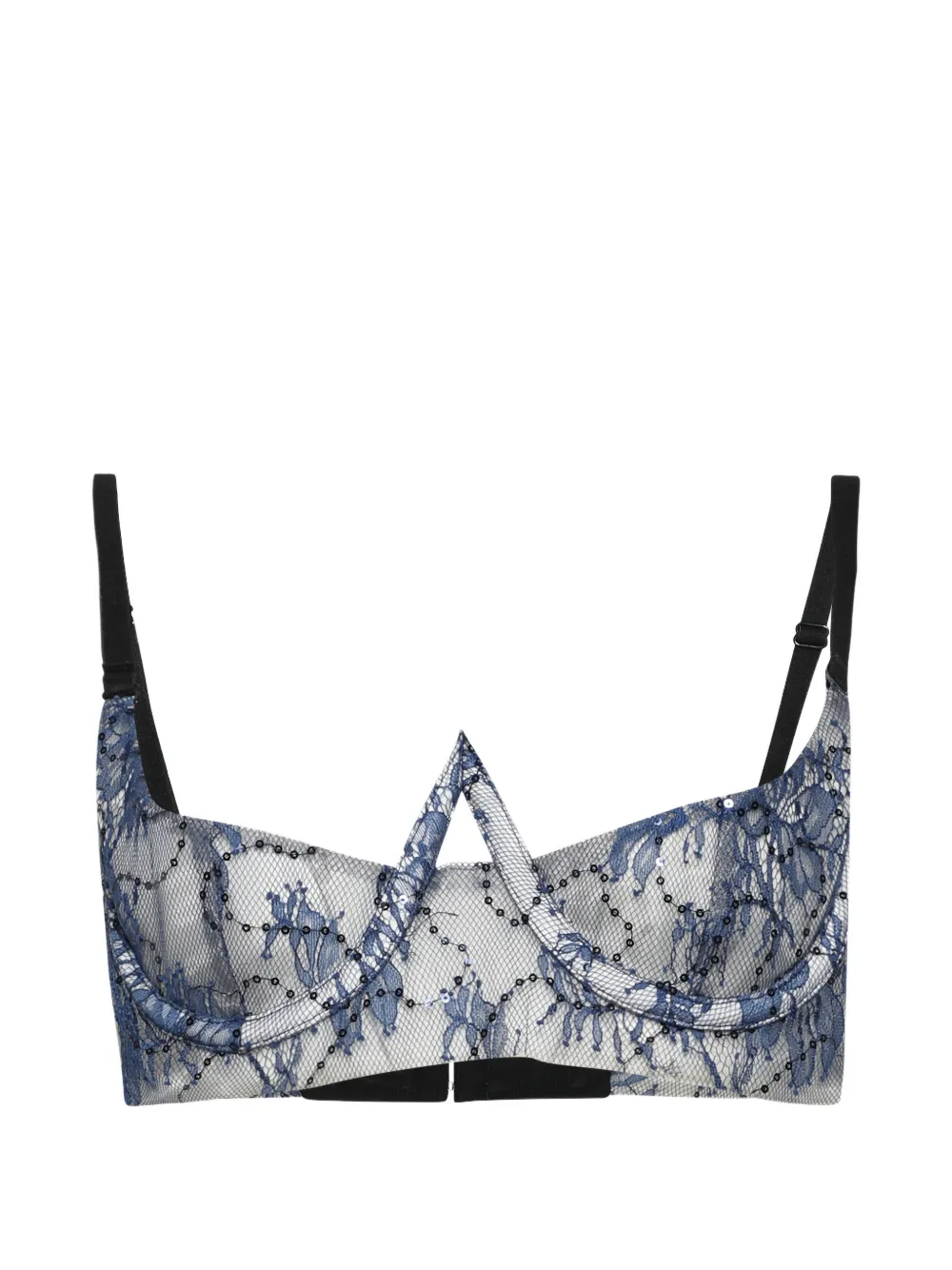 Natasha Zinko sequin-embellished lace-overlay bra - Bianco
