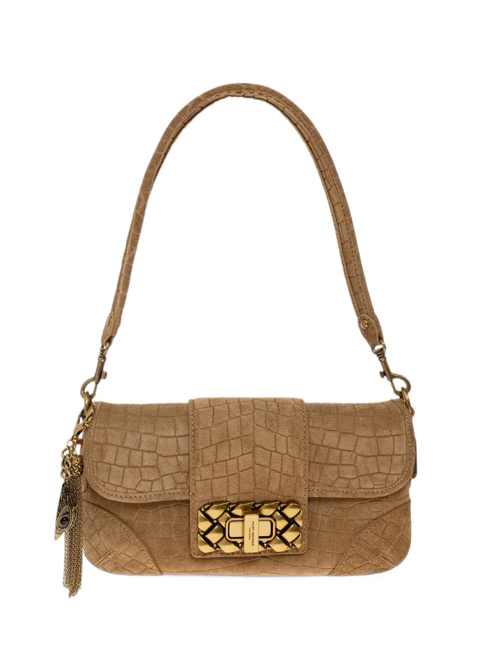 Kurt Geiger London Marylebone croc-effect suede shoulder bag - Brown