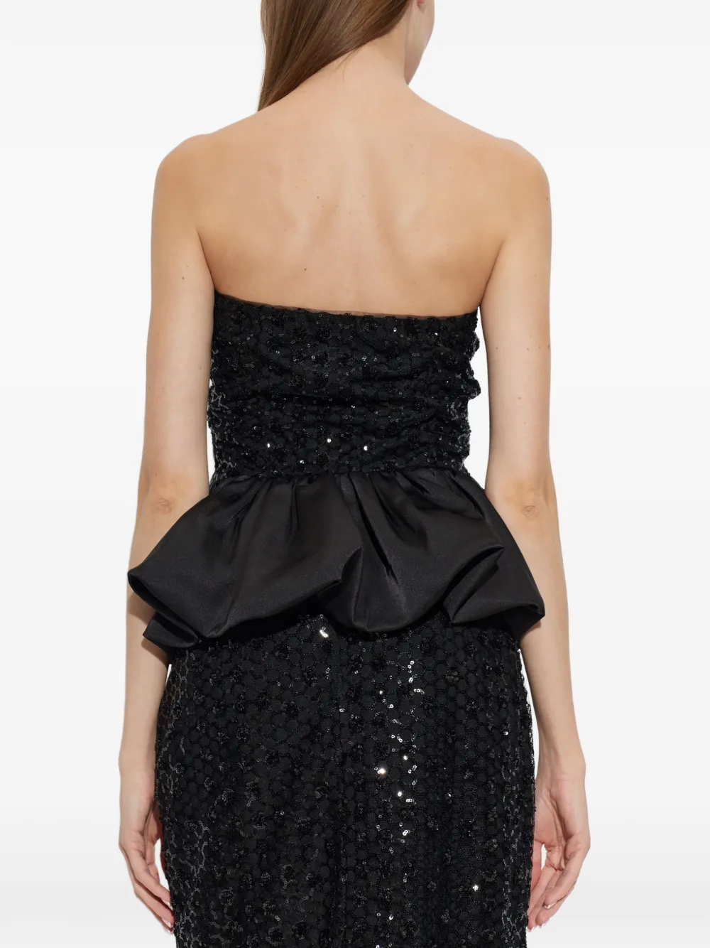 ROTATE BIRGER CHRISTENSEN sequin-embellished peplum top Zwart