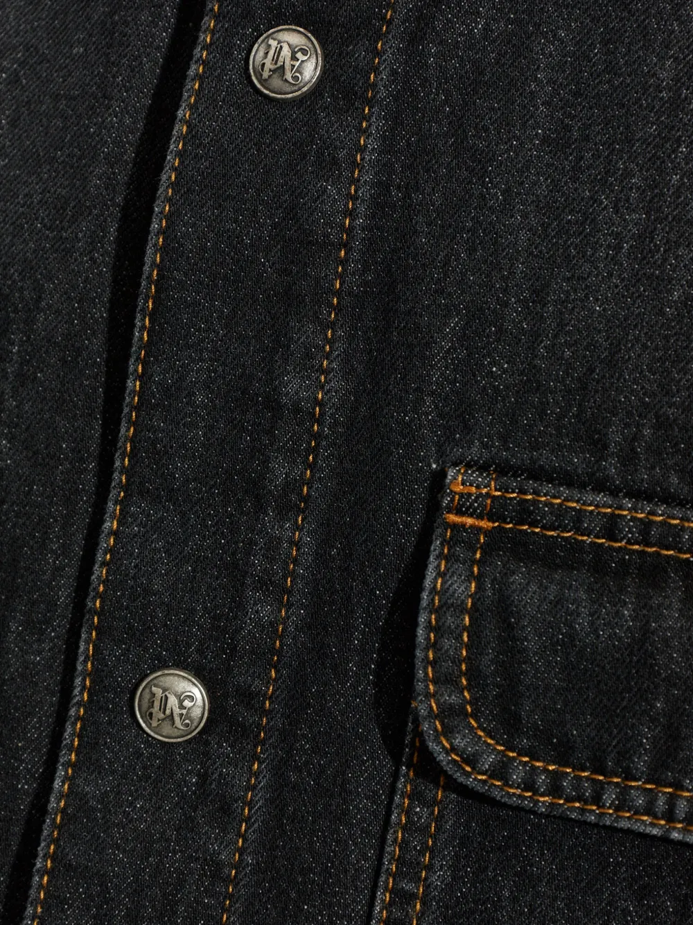 Palm Angels logo-print denim shirt Zwart