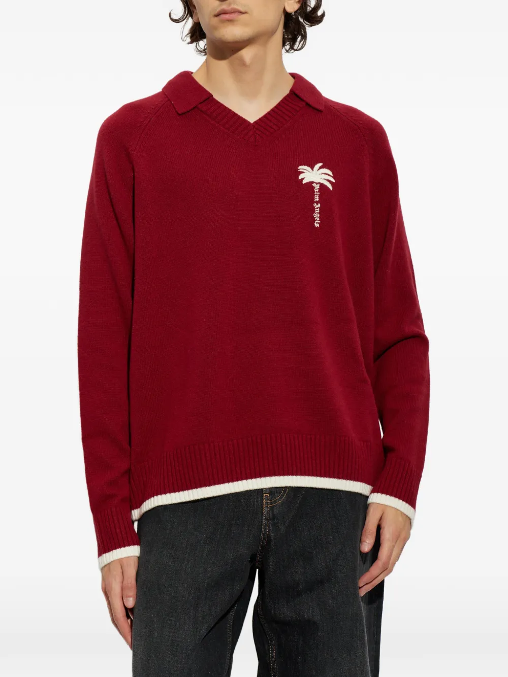 Palm Angels embroidered-logo sweater Rood