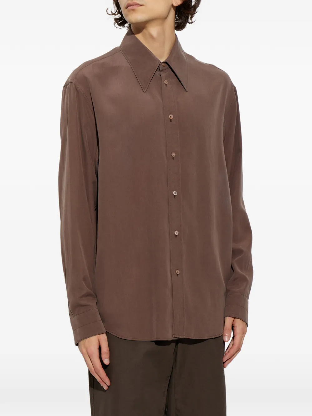 LEMAIRE pointed-collar Shirt | Brown | FARFETCH