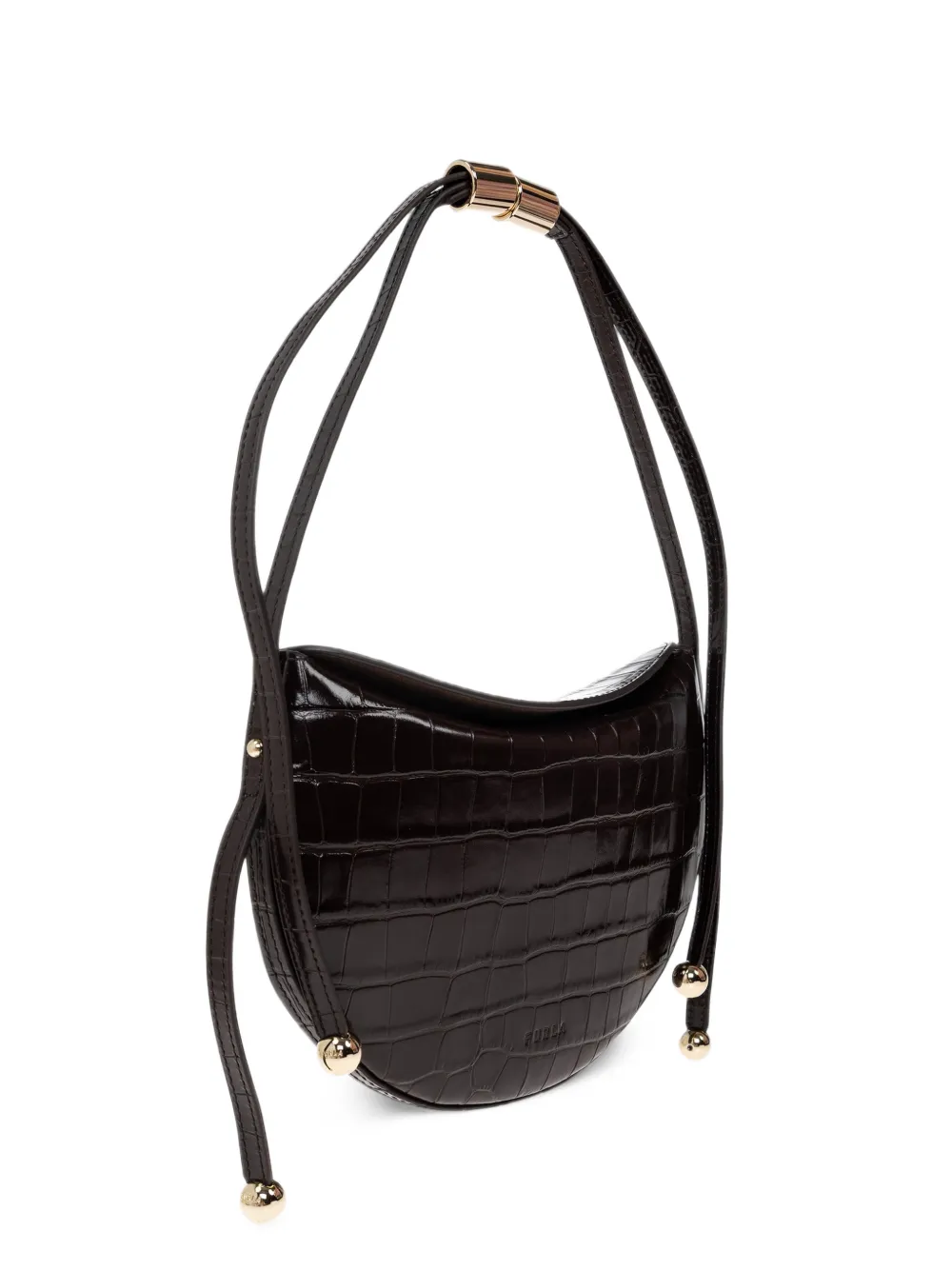 Furla small Moonstone croc-effect leather shoulder bag - Marrone