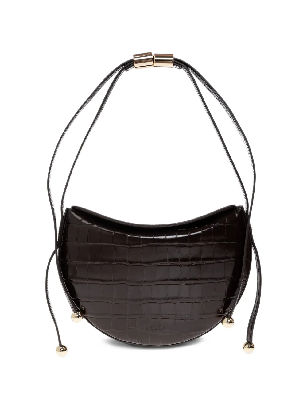 Furla small Moonstone croc-effect leather shoulder bag - Marrone