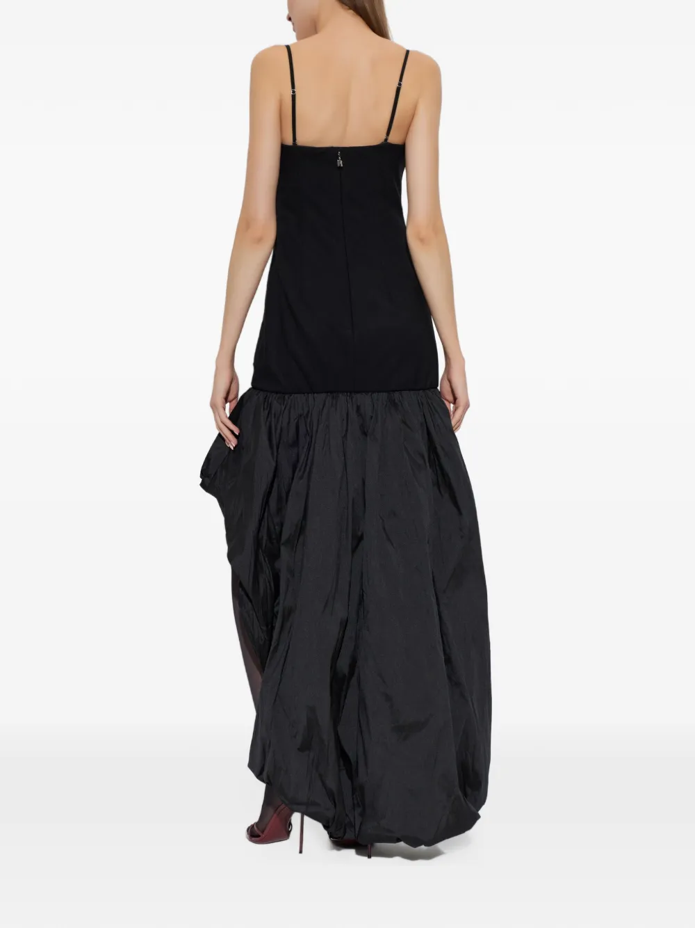 ROTATE BIRGER CHRISTENSEN Asymmetrische maxi-jurk met pofrok Zwart