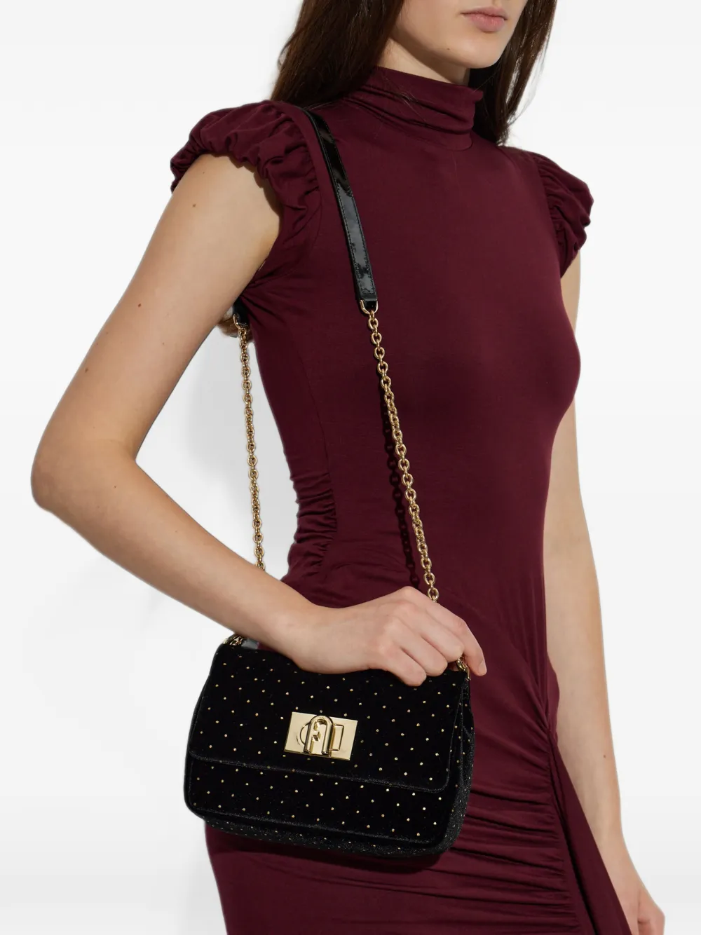 Furla 1927 mini 1927 velvet shoulder bag Zwart
