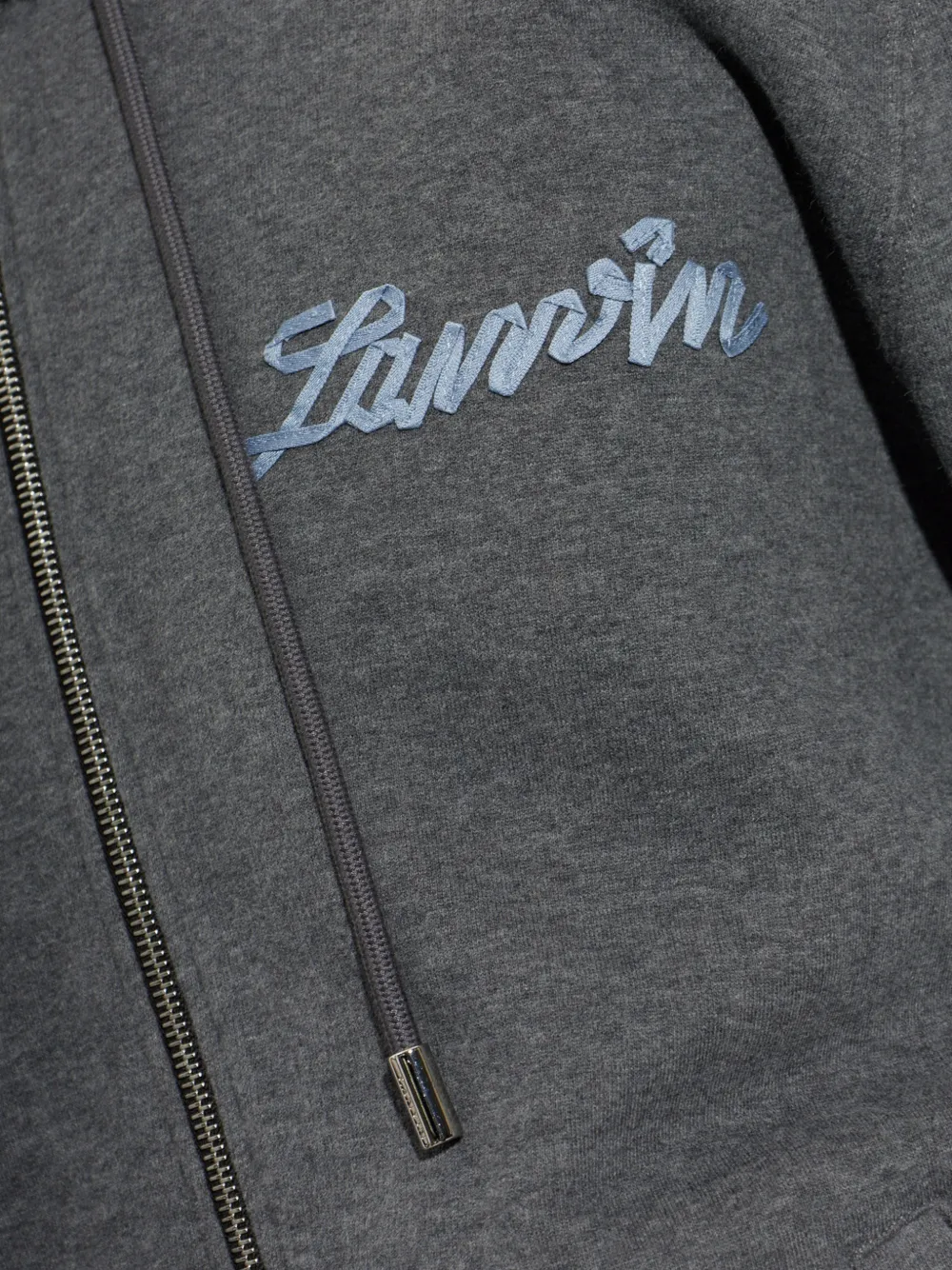 Lanvin -ribbon zip-up hoodie in cotton and cashmere Grijs