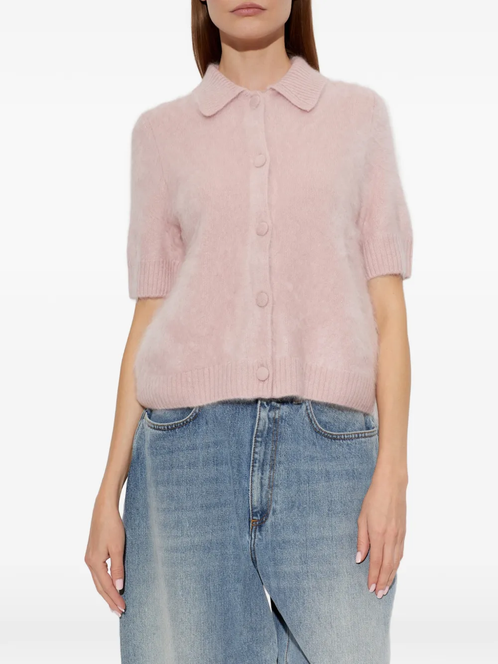 rag & bone Jada short-sleeve cashmere shirt Roze