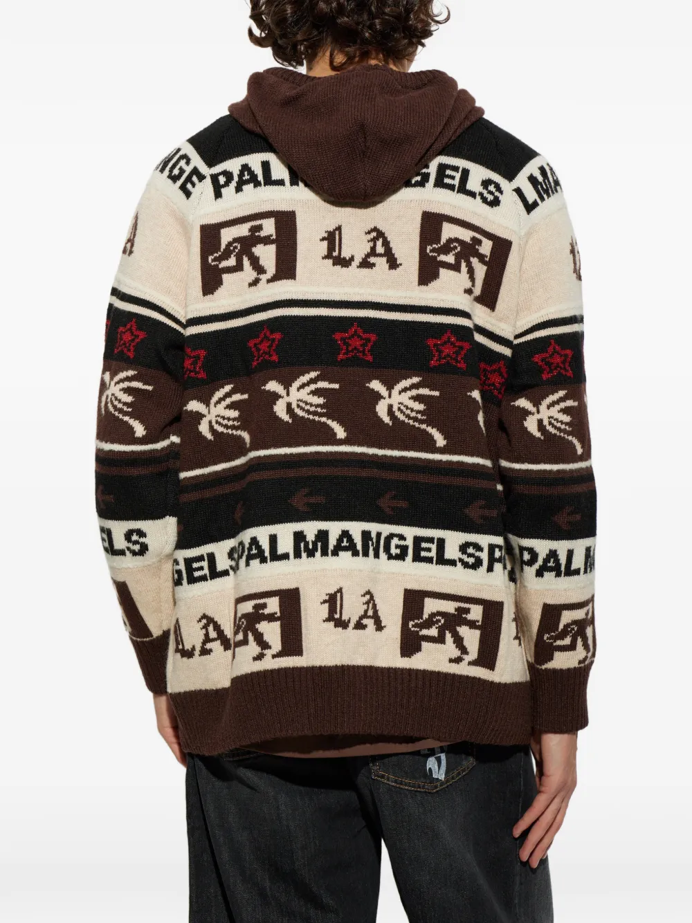 Palm Angels patterned hoodie Beige