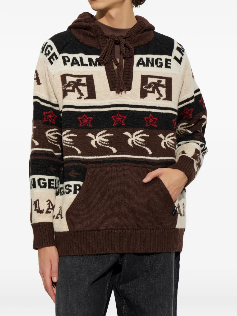 Palm Angels patterned hoodie Beige