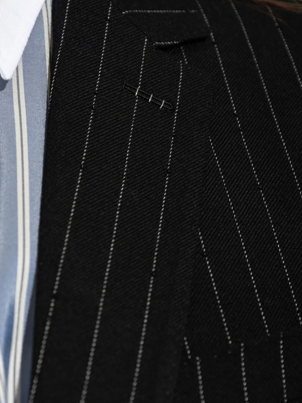 TOM FORD chalk striped crystal embroidery on wool boyfriend jacket Zwart