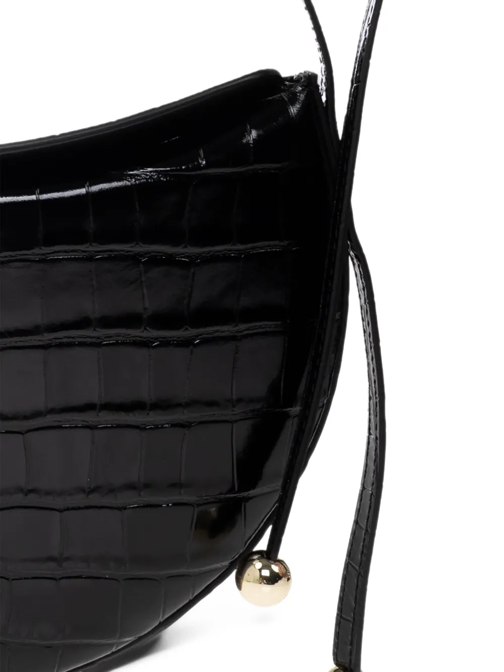 Furla Moonstone Small croc-effect shoulder bag Zwart