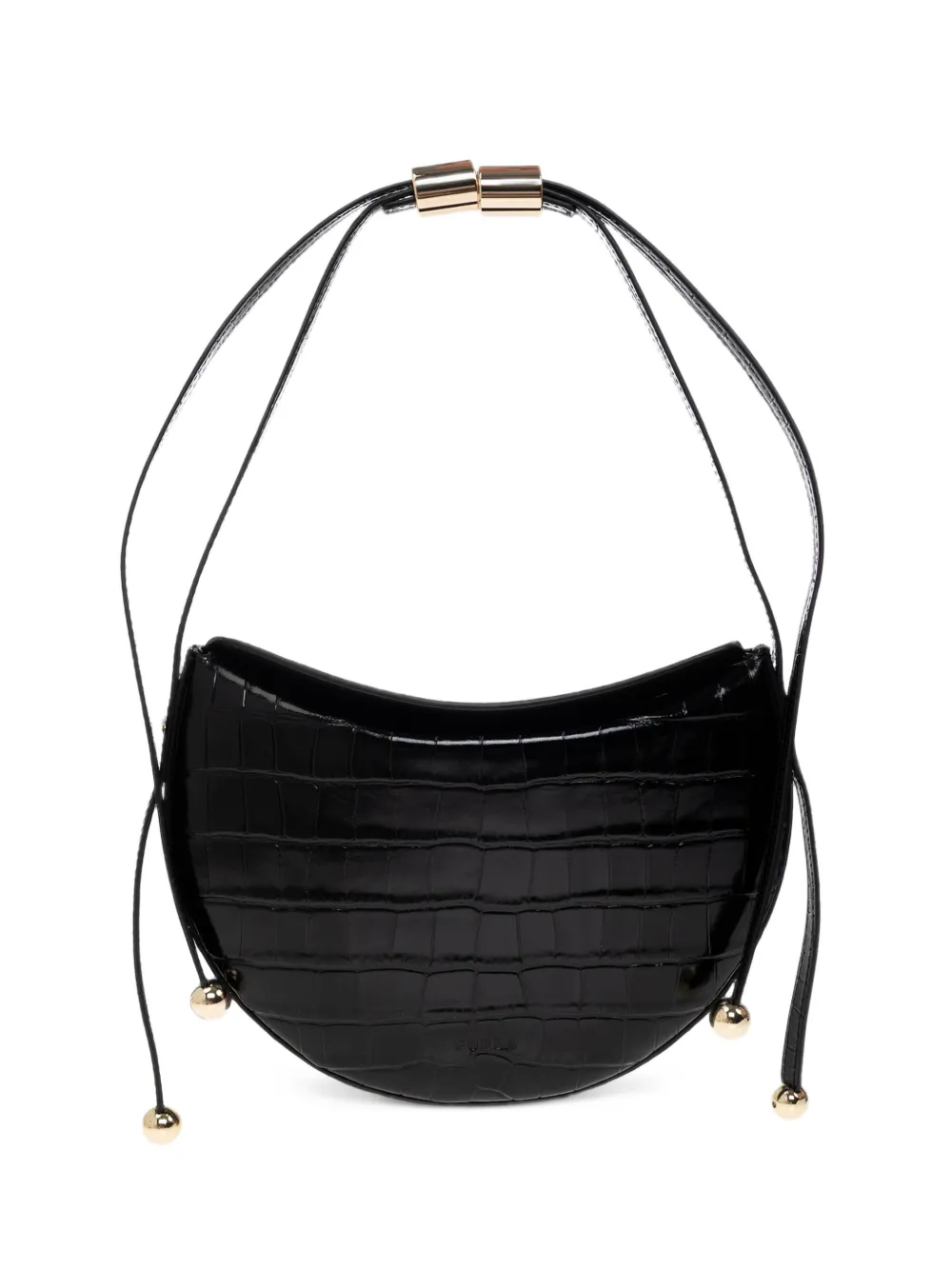 Furla Moonstone Small croc-effect shoulder bag - Nero